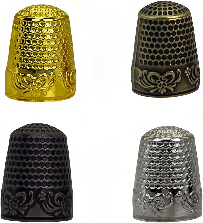 RyanDesign Metal Thimbles (4-Pack) - Size 9 Stainless Steel Finger Protector for Hand Sewing, Quilting, Embroidery | Comfort-Fit with Anti-Slip Grooves & Breathable Design - Image 1